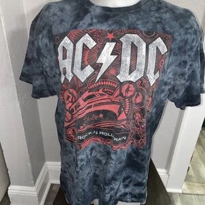 Vintage AC/DC Men’s Retro Classic T-Shirt Rock N Roll Train Tie Dye Size X Large